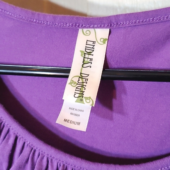 Waffle Weave Endless Designs Purple Cap Sleeve Tee - Picture 3 of 8